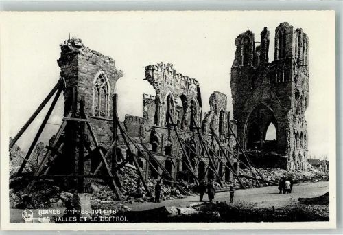 Ypres 1914 WK I Les Halles et le Beffroi Trümmer Ruinen