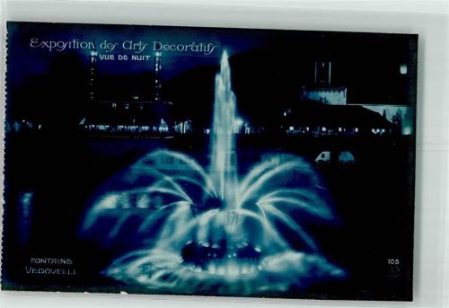 Paris Exposition Internationale des Arts Decoratifs Fontaine Vedovelli Nacht