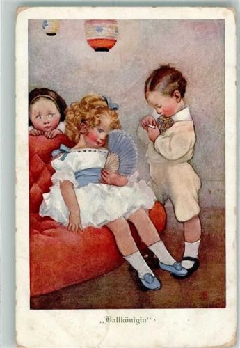 1917 Nr. 713 Mädchen mit Fächer ausstaffiert als Ballkönigin