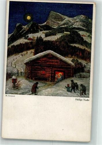 Weihnachten Gläubige auf dem Weg zum Stall des Christkindes Verlag Hermann A. Wiechmann No. 4170