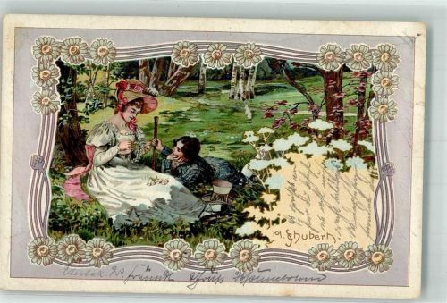 1904 Im Grase Jugendstil Frau Hutmode