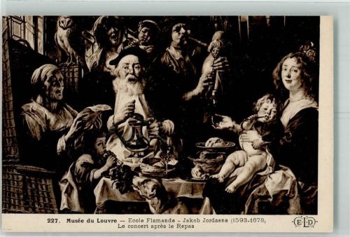 Ecole Flamande - sign. Jakob Jordaens : Le concert apres le Repas