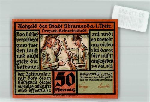 Sömmerda 1921 50 Pfennig Dreyse`s Geburtsstadt