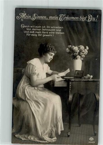 1919 Blumen Brief Spruch Mein Sinnen mein Träumen bist Du KVB Nr.2160-5