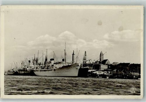 Göteborg Hafen Motorschiff Saga Foto AK