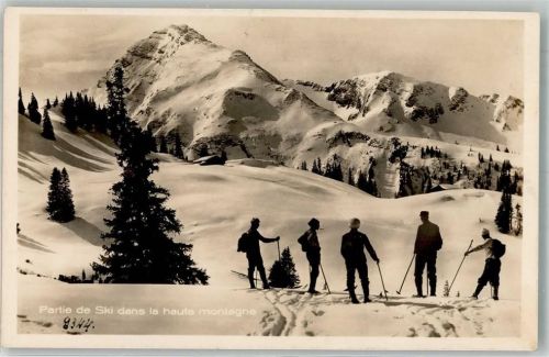 1929 Langlauf Partie de Ski dans haute montagne
