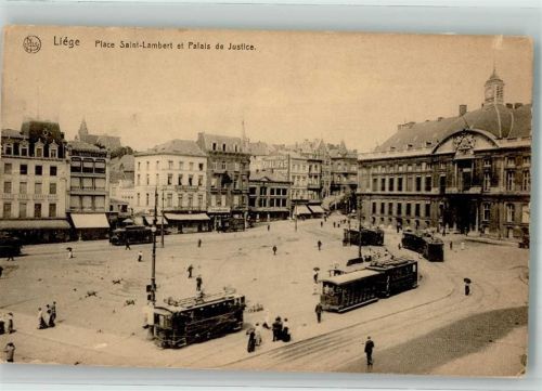 Liege Straßenbahn Justizgebäude Place Saint-Lambert Feldpost WK I
