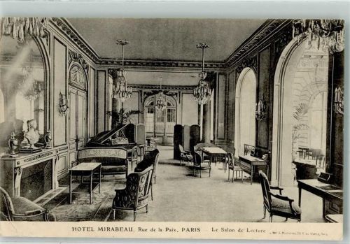 Paris 1912 Hotel Mirabeau Salon de Lecture