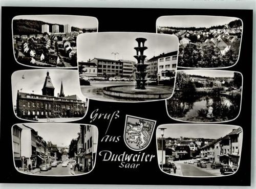 Dudweiler Rathaus Stadtbrunnen Neubausiedlung Hochhäuser Weiher