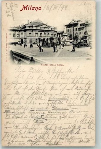 Milano 1899 Piazza della Scala Denkmal