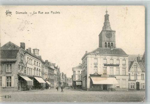 Dixmude 1914 Cafe de la Bourse Rue aux Poulets Feldpost WK I 44.Res.Div.