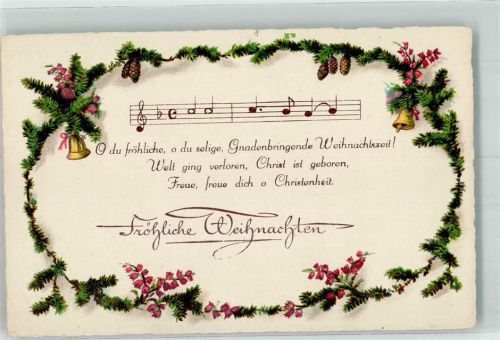 O, du fröliche Weihnachten Tannenzapfen Glocken Verlag SW + SB 8338
