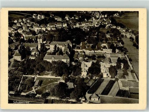 Bad Schussenried Fliegeraufnahme mit Pfarrkirche St. Magnus und Kloster Verlag Hanns Kanngießer