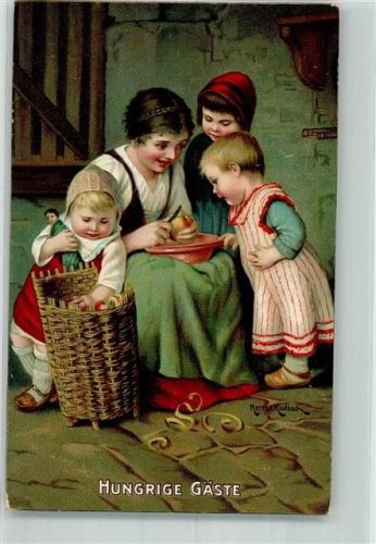 1914 Hungrige Gäste Frau Kinder Novatis Nr. 10687