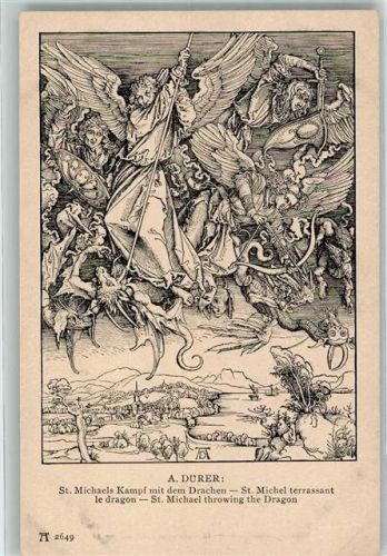 sign. Dürer, A. St. Michaels Kampf mit dem Drachen Engel Verlag Ackermann Nr.2649 Serie 256