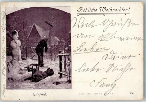 Schneemann Kinder Schlitten Entgleist Verlag Ersch Nr.224