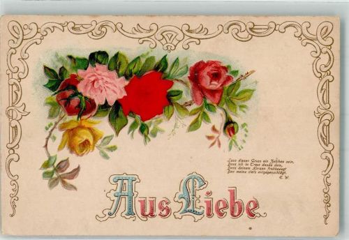 1908 mit Echtstoffaplikation Spruch Aus Liebe Bahnpost Zug 1035