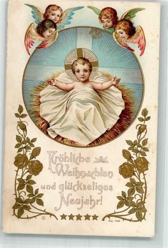 1907 Neujahr Christuskind Krippe Putten