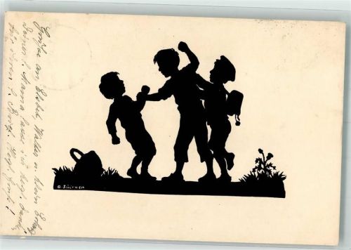 1913 sign. Schirmer Anna Rauferei Kinder F.A. Ackermann`s Kunstverlag Serie 152 Nr. 1829