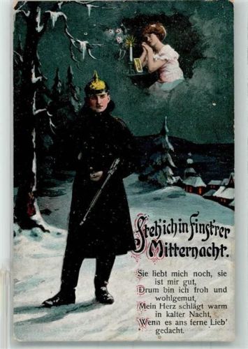 1915 Landser denkt auf einsamer Wacht an seine Liebste daheim L & P 4667 Feldpost 39. Inf.-Div.