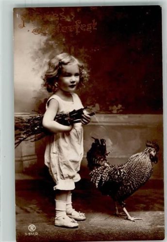 1909 Serie 972/2 Kind Huhn Kätzchenzweige Ostern