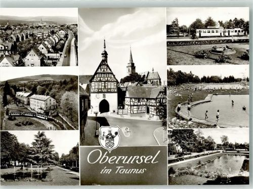 Oberursel Rathaus Kath. Kirche Schwimmbad Straßenbahn