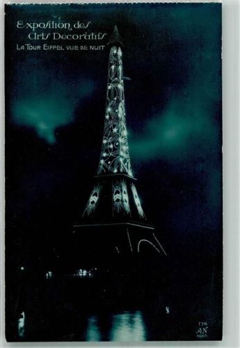 Paris Eiffelturm Ausstellung Exposition des Arts Decoratifs Nachtaufnahme