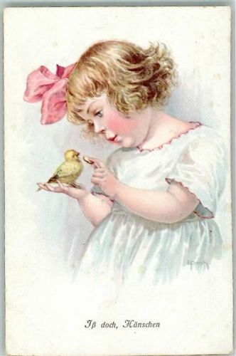 Mädchen Vogel auf der Hand Verlag WS + SB WSSB 6749 Wilhelm S. Schröder Berlin