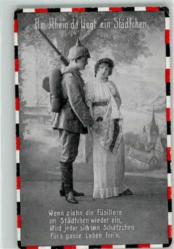 1918 Landser in Uniform hält die Hände seiner Liebsten Fotostudioaufnahme Schwarz-Weiß-Rot WSSB No. 1066/6 Maschinenstempel