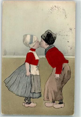 1900 Serie 997/6 Tracht Küsse Kinderpoesie Holzschuhe Hollandkinder