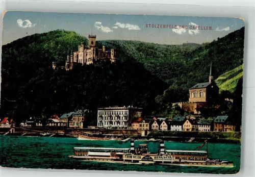 Koblenz 1914 Raddampfer Burg Stolzenfels u. Kapellen
