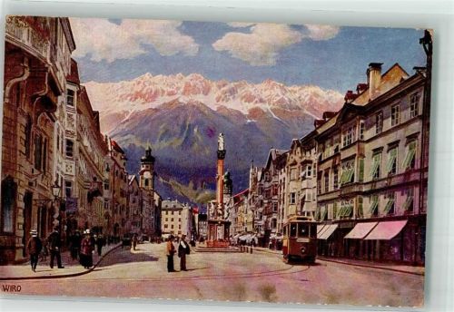 Innsbruck sign. Wiro Maria Theresienstraße Künstlerkarte