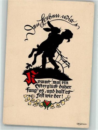 Kind Hase Spruch Maiglöckchen Scherenschnitt