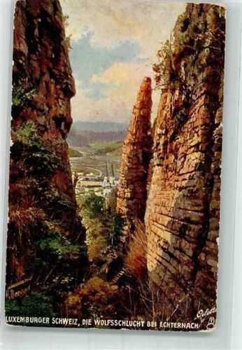 Echternach Wolfsschlucht sign. Beraud Tucks Oilette Nr.744