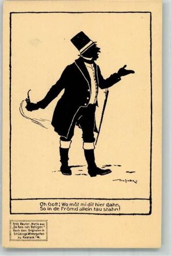 sign. Schöck Otto Fritz Reuter Motiv a. De Reis nah Belligen