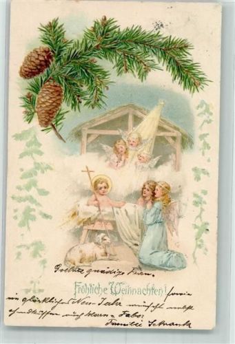 1902 Engel Jesuskind Lamm Lithographie