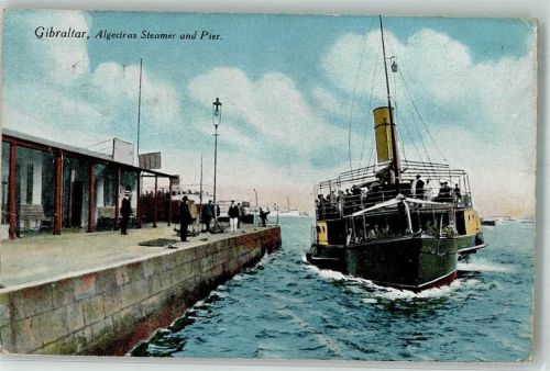 Gibraltar 1918 Hafen Dampschifff Algeciras Steamer