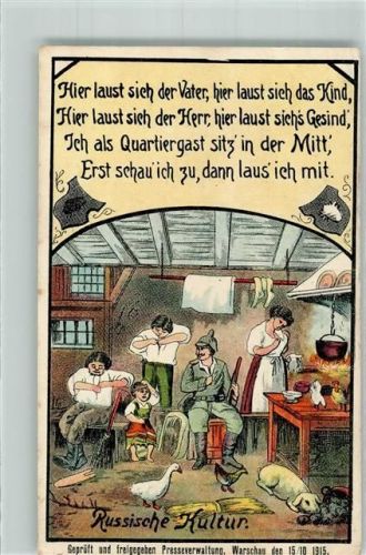 1916 Landser fängt sich in einer russischen Bauernstube die Läuse ein Schwein Uniform Feldpost 11. Landwehr-Division