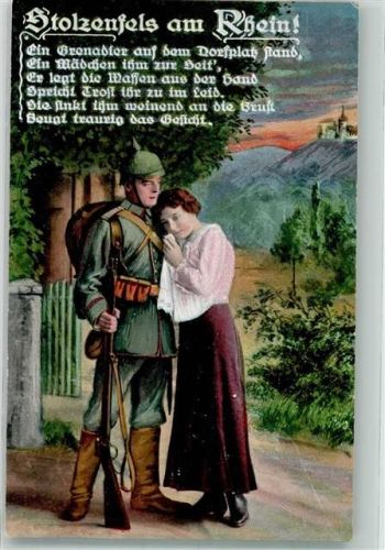 Stolzenfels Landser in Uniform mit Karabiner hält seine Liebste im Arm L & P 5624