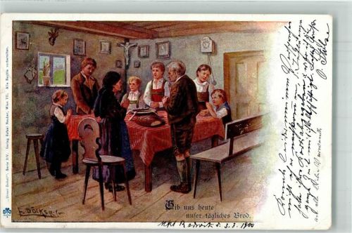 1900 Unser Gebet Serie XIV Gib uns heute unser täglich Brot Religion Bauernstube