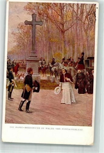 Fontainebleau 1913 sign. Musbach Der französische Kaiser trifft auf den Papst Ort lt. Recherche M. Munk Nr. 798
