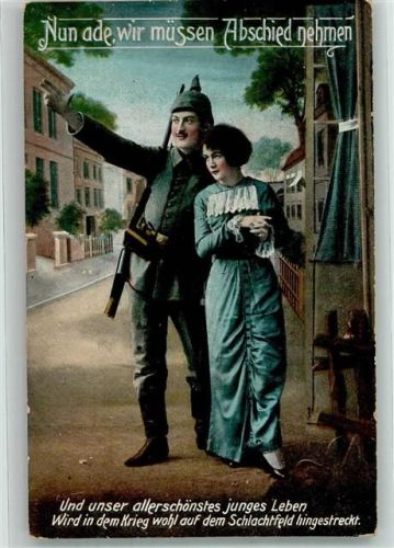 1915 Landser in Uniform verabschiedet sich von seiner Liebsten WSSB No. 926/3 Feldpost Regensburg Maschinenstempel