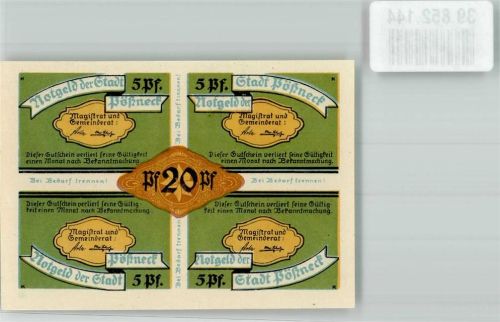 Pößneck 20 Pf. Bei Bedarf 5 Pf trennen Unterröcke Wäsche Schmiedekunst Fässer Bottiche Öl techn. Bedarf