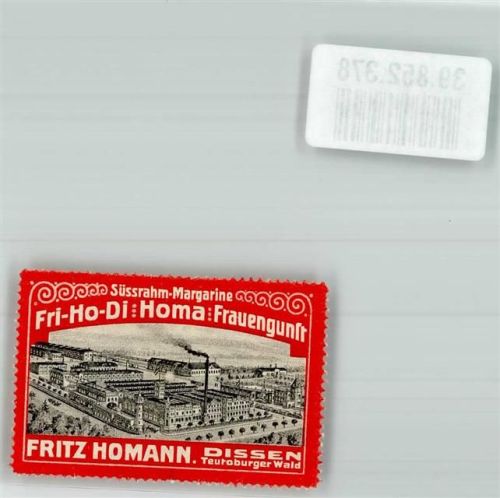 Dissen Fritz Homann Süssrahm-Margarine Fri-Ho-Di Homa Frauengunst