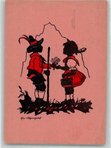WK II Kinder Edelweiss Tracht Alpengruß