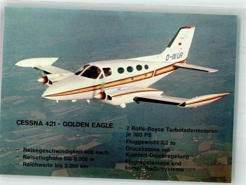 Cessna 421 Golden Eagel Freigeg. d. Reg. v. Obb. u. Nr. GS 300/7795 Flugzeug nach 1945