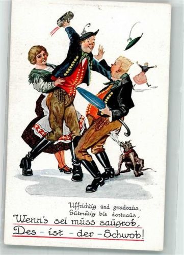 Volkstanz Regenschirm Bier Schwäbische Tracht Verlag Schwerdtfeger Serie 6 Nr. 40