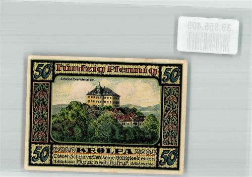 Ziegenrück 1921 50 Pfennig Kreishaus und Schloss Brandenstein