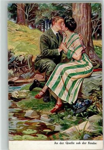 Liebespaar Küsse An der Quelle Moderne Kunst Nr. 232 Poesie / Liebe