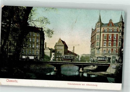 Chemnitz 1910 Nikolaibrücke Albertsburg
